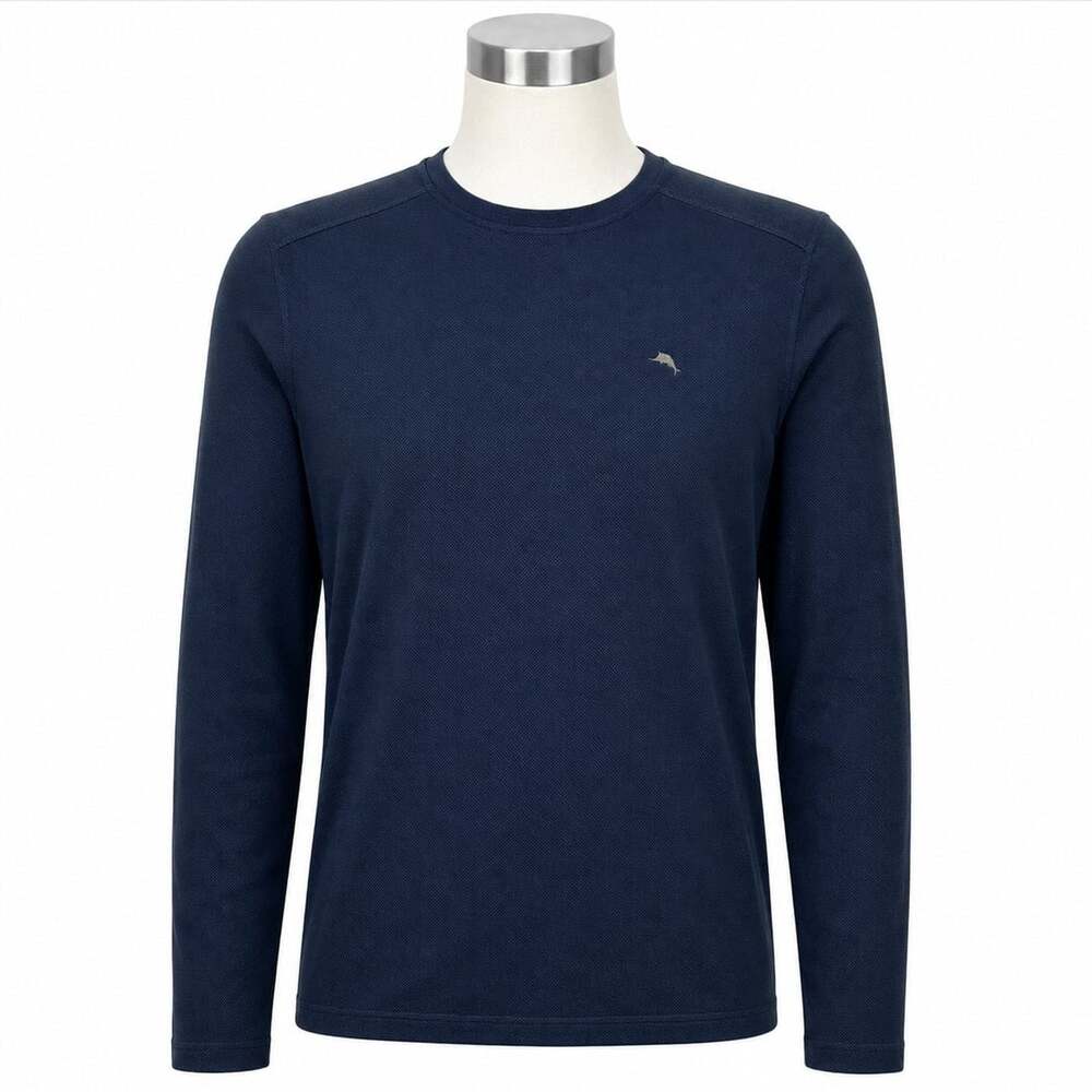 Tommy Bahama Men’s Medium Navy Blue Long Sleeve Crewneck Pullover Shirt
